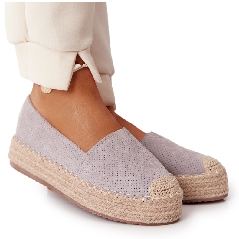 Espadrillas On The Straw Platform BL1922 Grey Highway grigio