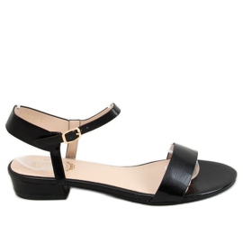 Sandali neri con tacco piatto F9020 Black nero