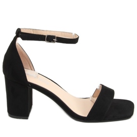 Sandali neri con tacco largo QL-169 Black nero