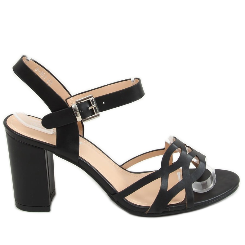 Nero S-863 Sandali neri con tacco alto