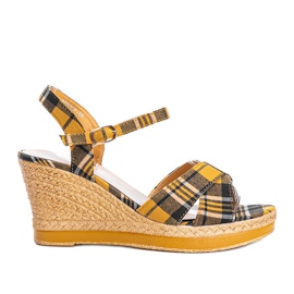 Sandali con zeppa senape con motivo a quadri di You Bebe multicolore giallo
