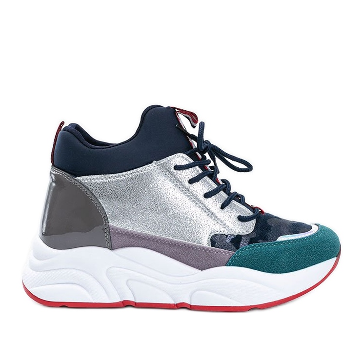 Sneakers blu navy su una spessa suola Cassadi multicolore