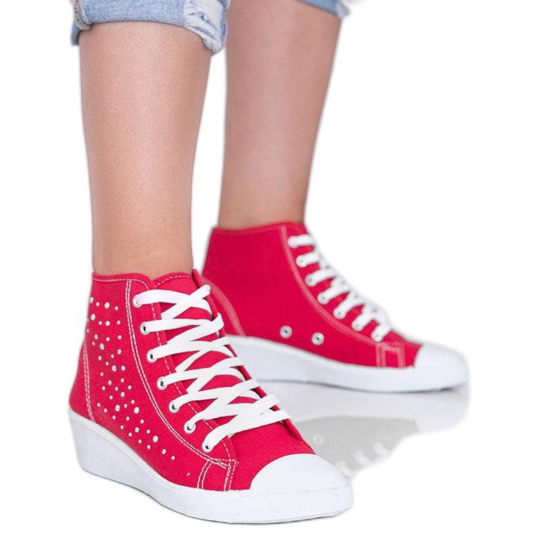 Sneakers rosse alla caviglia sulla zeppa Bondi rosso