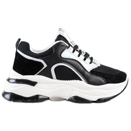 Sneakers sulla piattaforma FASHION nero argento