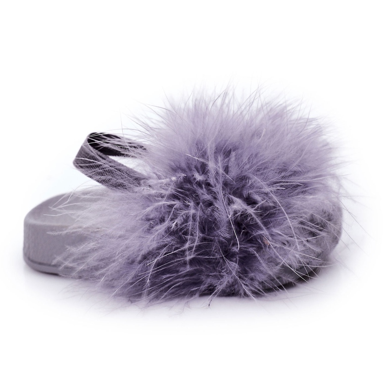 FR1 Pantofole in gomma per bambini con pelliccia Skylar grigio chiaro