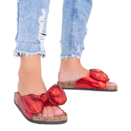 Pantofole rosse con fiocco Norris rosso