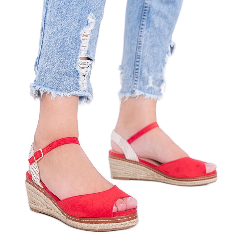 Espadrillas rosse sulla zeppa Heis rosso