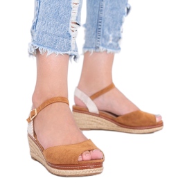 Espadrillas cammello sulla zeppa Heis marrone