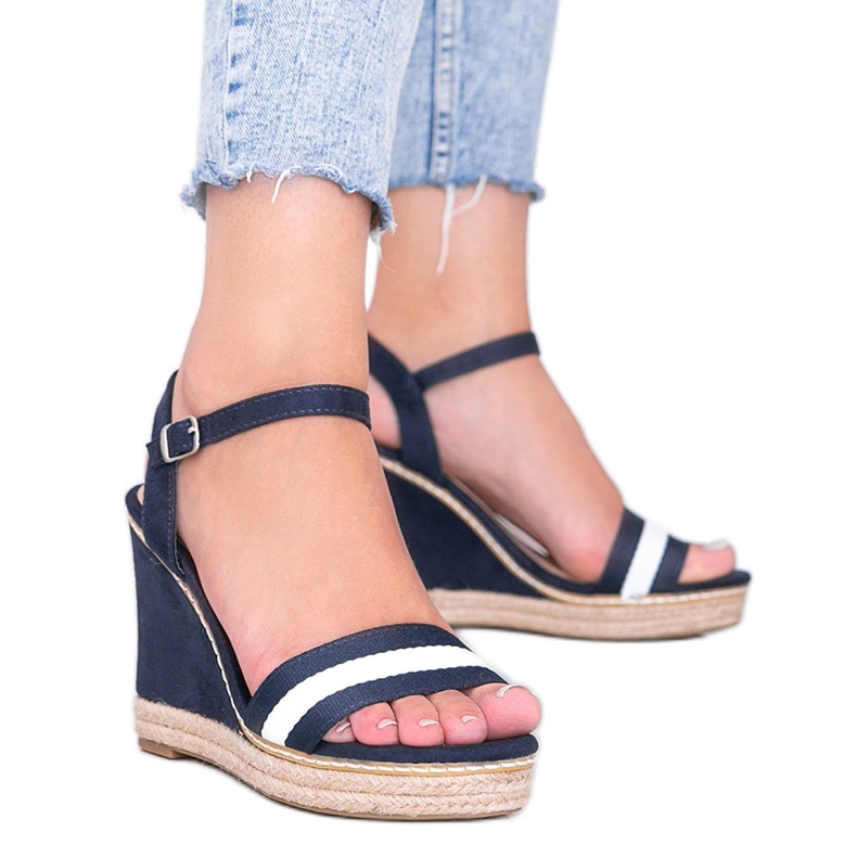 Espadrillas nere sulla zeppa Mona blu navy