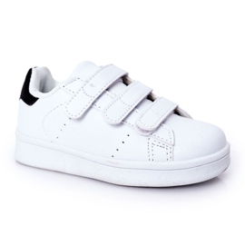 Sneakers da bambino California bianche e nere con velcro bianca