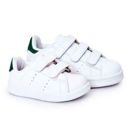 Sneakers da bambino California bianche e verdi con velcro bianco