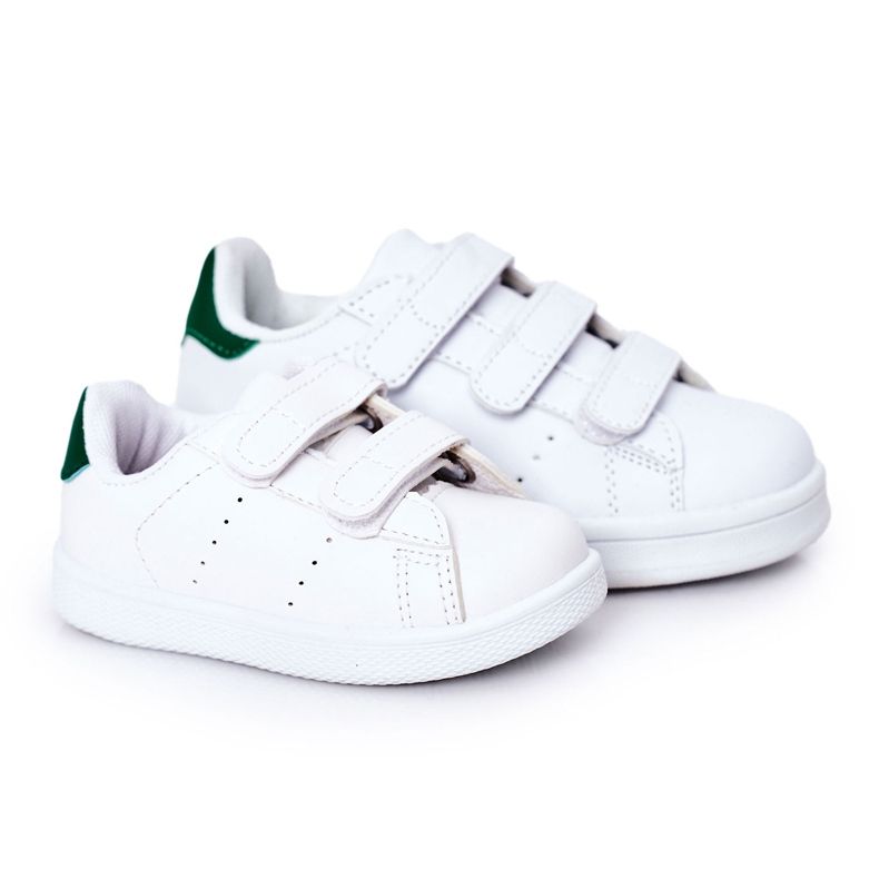 Sneakers da bambino California bianche e verdi con velcro bianca