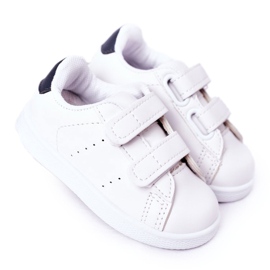 Sneakers da bambino California bianche e blu navy con velcro bianca