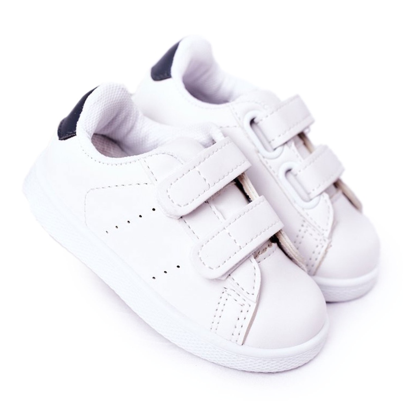 Sneakers da bambino California bianche e blu navy con velcro bianca