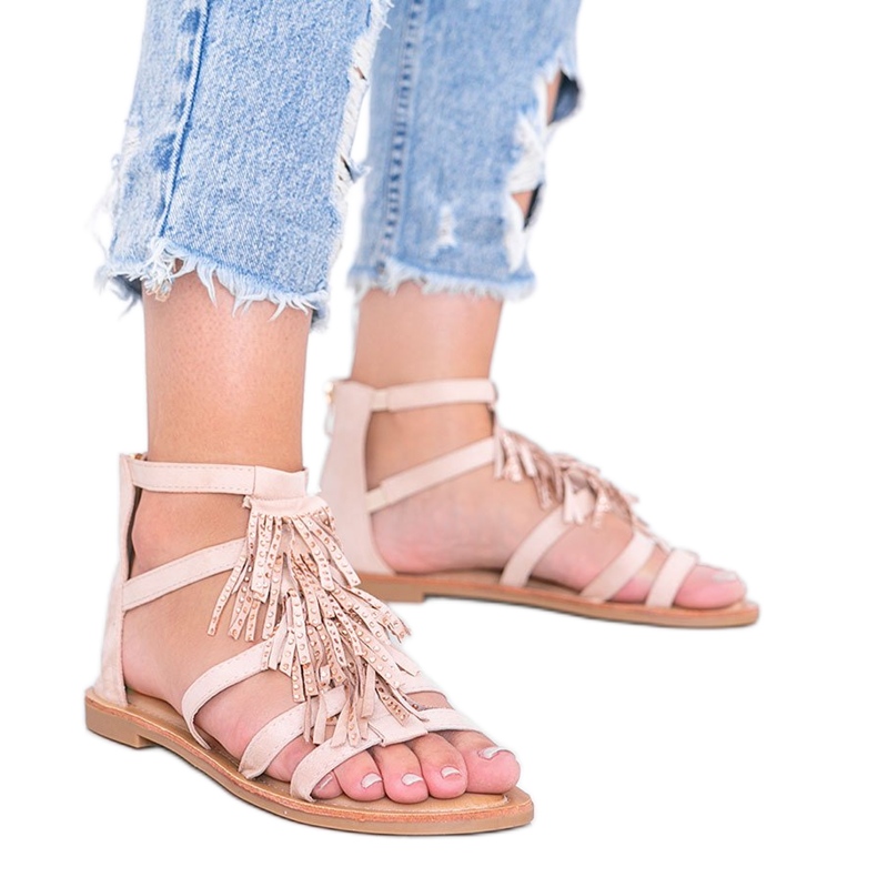 Sandali beige con frange Noronha