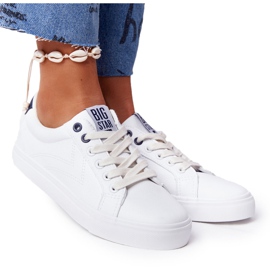 Sneakers da donna in pelle Big Star BB274211 bianche e blu navy bianco