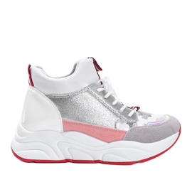 Sneakers bianche su una spessa suola Cassadi bianco argento multicolore