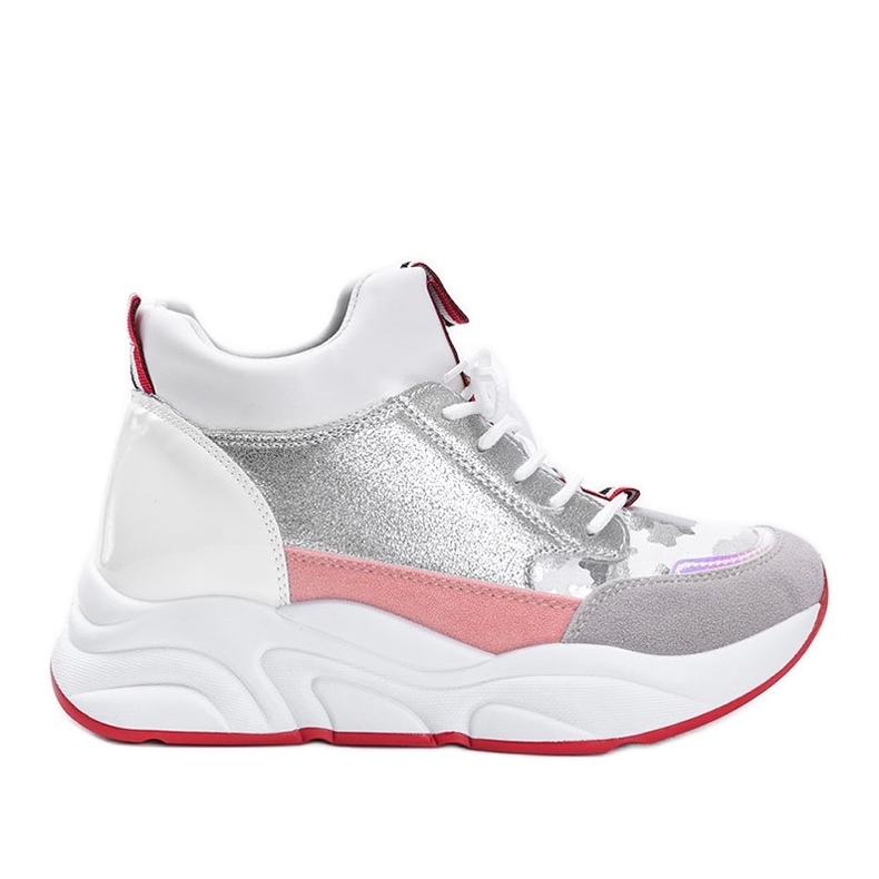 Sneakers bianche su una spessa suola Cassadi bianca d'argento multicolore