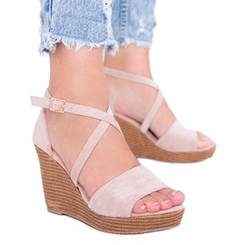 Sandali con zeppa beige Leslie