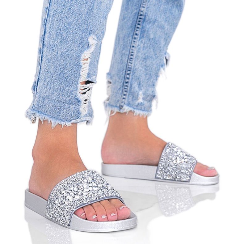 Pantofole Bling Bling argento da donna d'argento