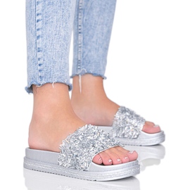 Pantofole in argento con zirconi Love Bling d'argento