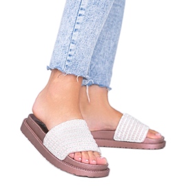 Pantofole Trisha oro rosa riccamente decorate