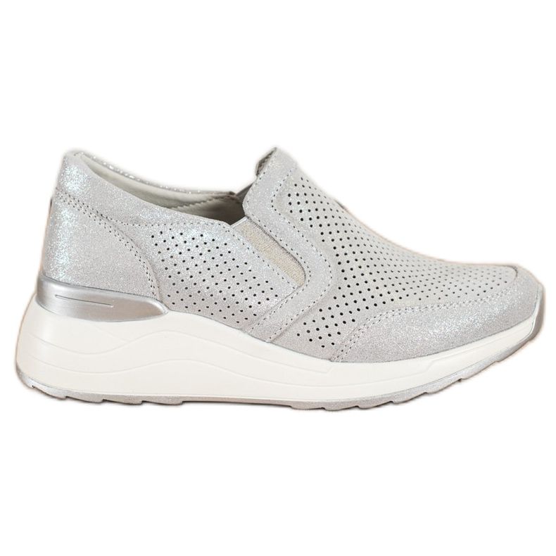 Goodin Sneakers In Pelle Con Glitter grigio