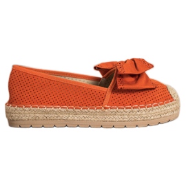 Mannika Espadrillas traforate con fiocco arancia