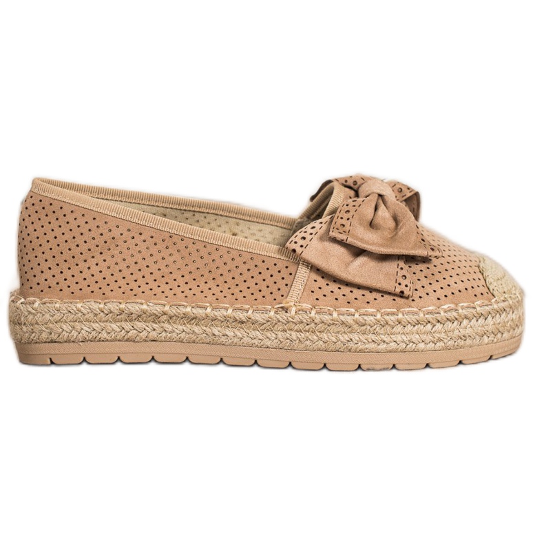 Mannika Espadrillas traforate con fiocco marrone