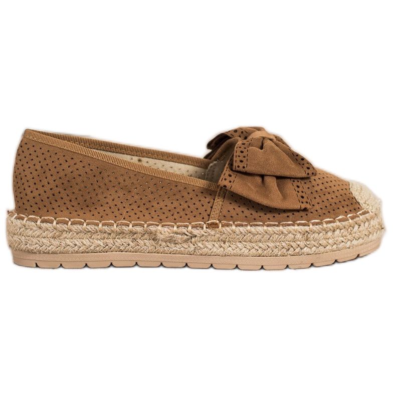 Mannika Espadrillas traforate con fiocco marrone