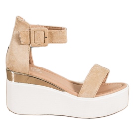 Small Swan Sandali sulla zeppa bianca beige