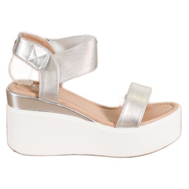 Small Swan Sandali con zeppa alla moda d'oro