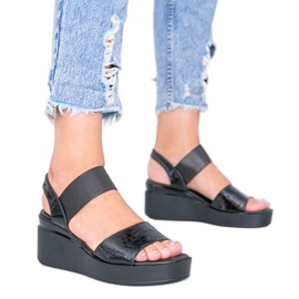 Sandali con zeppa neri di Tiffi nero