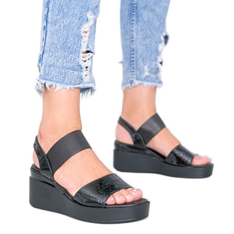 Sandali con zeppa neri di Tiffi nero