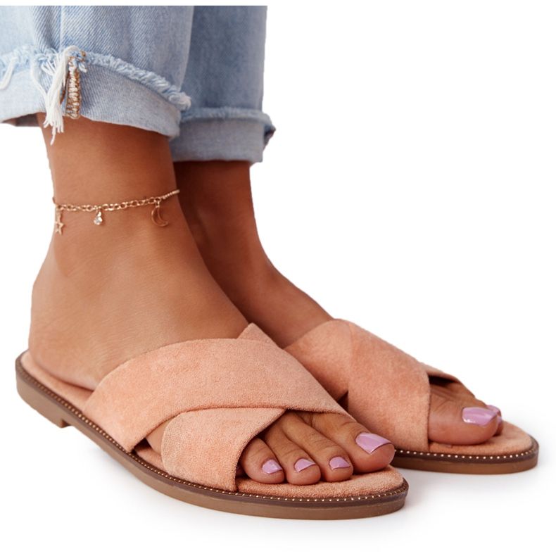 Pantofole in velluto color pesca Edesa da donna arancia