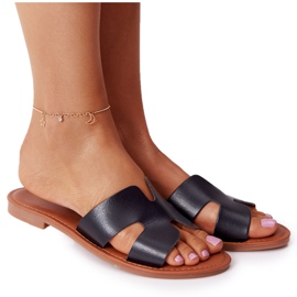 Pantofole da donna in pelle nera Seres nero