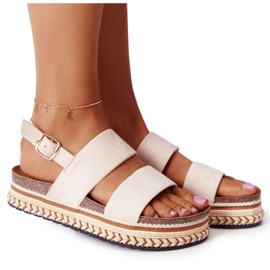Sandali in pelle scamosciata sulla piattaforma Olimpia beige multicolore