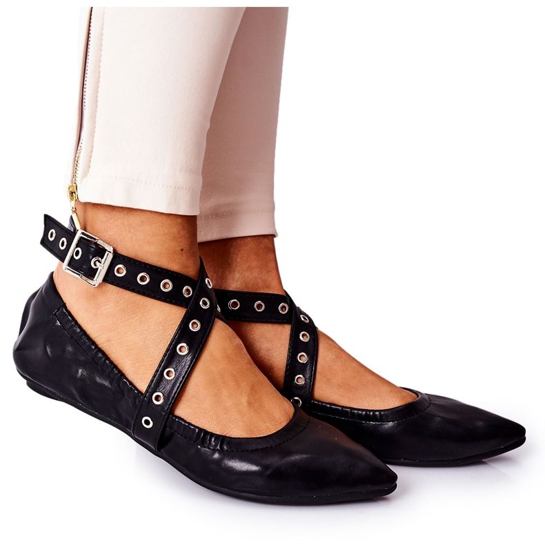 Ballerine in pelle piegate Lu Boo nere nero