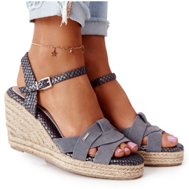 Sandali con zeppa in pelle Big Star HH274378 Argento grigio