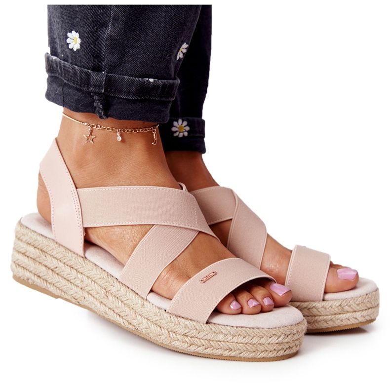 Sandali con zeppa a coste Big Star HH274413 Rosa