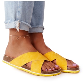 Pantofole in pelle profilate Big Star HH274596 Giallo