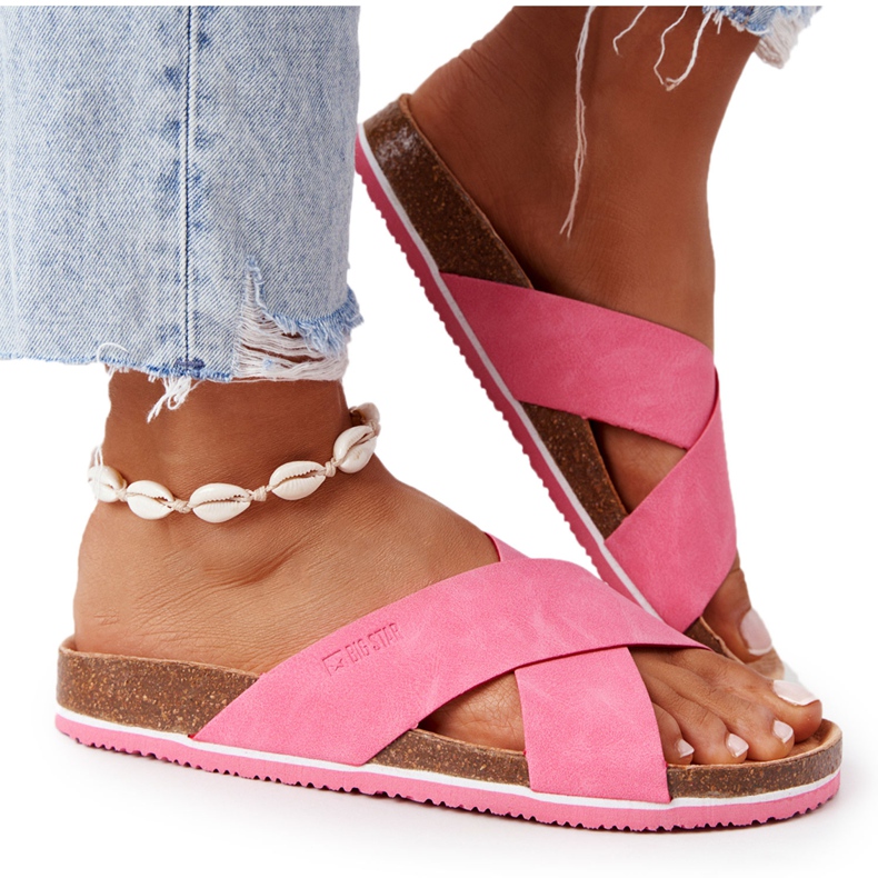 Ciabatte in Pelle Profilate Big Star HH274597 Fucsia rosa