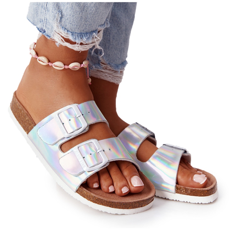 Pantofole in pelle profilate Big Star HH274895 Argento d'argento
