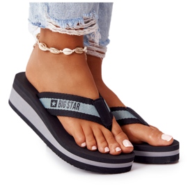 Infradito da donna sulla zeppa Big Star HH274A096 Black nero grigio