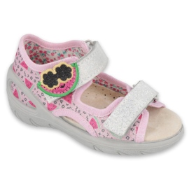 Scarpe per bambini Befado pu 065P152 rosa grigio