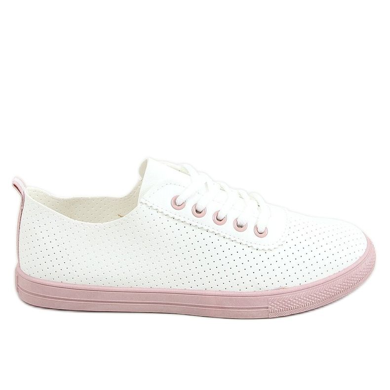 Sneakers stringate da donna, bianche e rosa LA44 Pink bianca