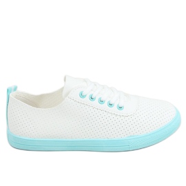 Sneakers stringate da donna, bianche e blu LA44 Blue bianco