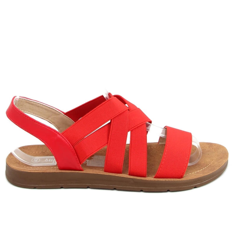 Sandali con cinturino in gomma rosso 9225 Rosso
