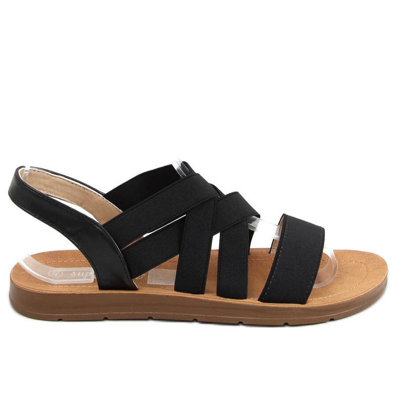 Sandali con cinturini in gomma nero 9225 Nero