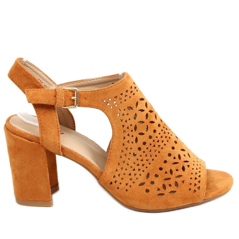 Sandali traforati tacchi alti cammello 429-10 Camel marrone